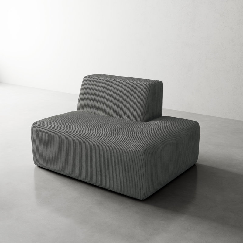Berlare Upholstered Compression Gray Corduroy Modular Singler Side Accent Chair – Fully Compressed, No Assembly Required