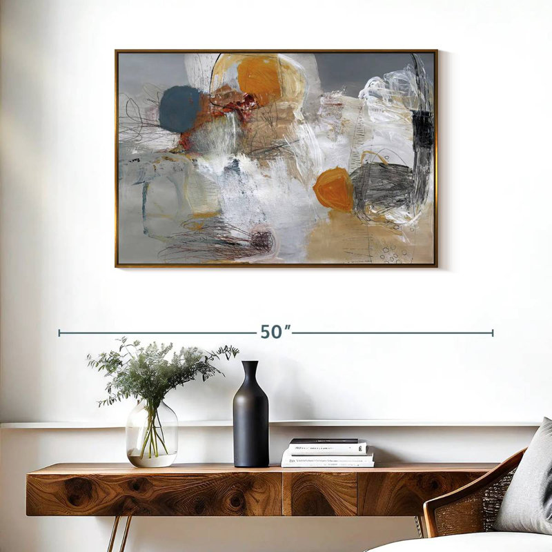 Décollage, Cadre flottant doré, 37 po x 25 po