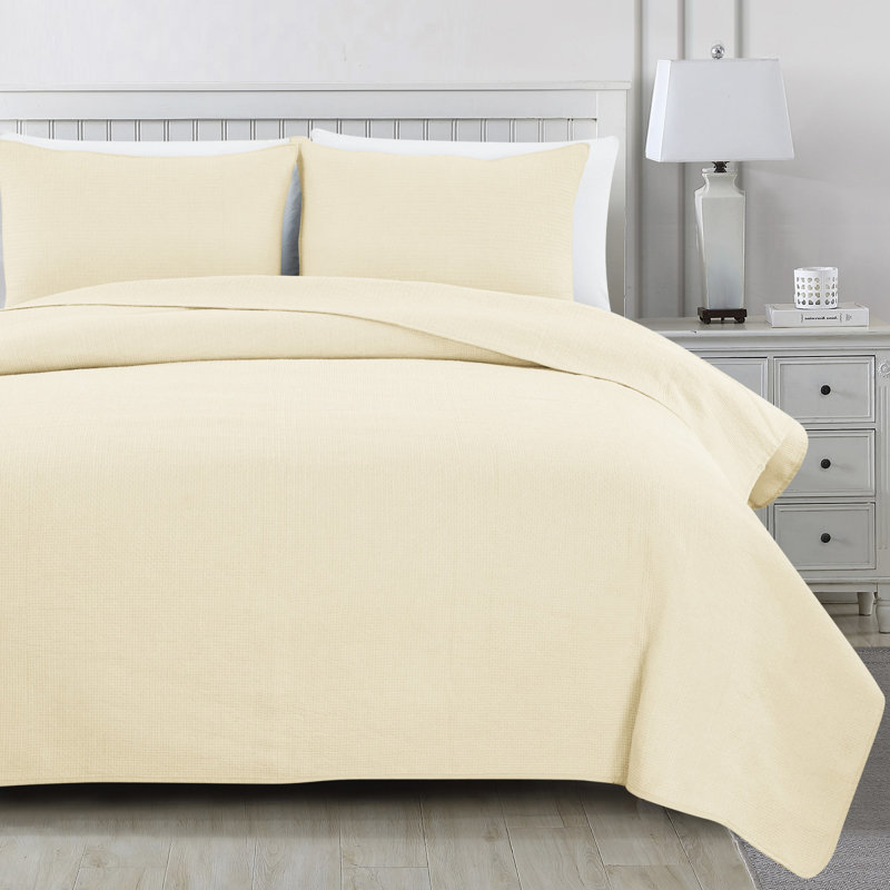 Sedna Modern & Contemporary Cotton Quilt, King Quilt + 2 King Shams, Charcoal