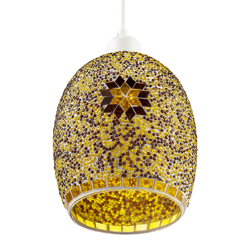 Dome Shaped Pendant Light Shade With Glass Mosaic Beaded Construction By 