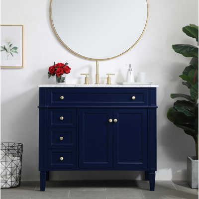 Rivers 40'' Single Bathroom Vanity with Carrara Marble Top