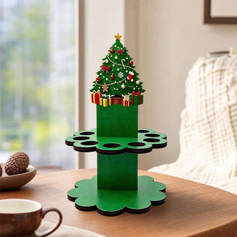 Décoration de Noël Porte-billets en bois à plusieurs niveaux Présentoir à billets Père Noël Bonhomme de neige Sapin de Noël Décoration de table Cadeau d'argent de Noël