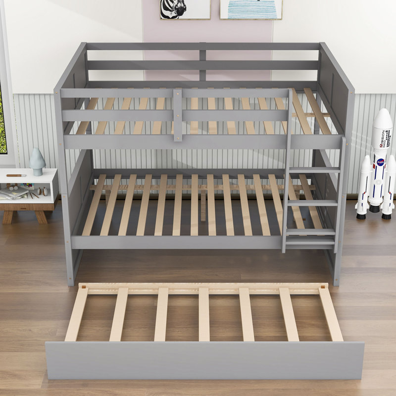 Asah Full Over Full Standard Bunk Bed with Trundle by Harriet Bee, Gray