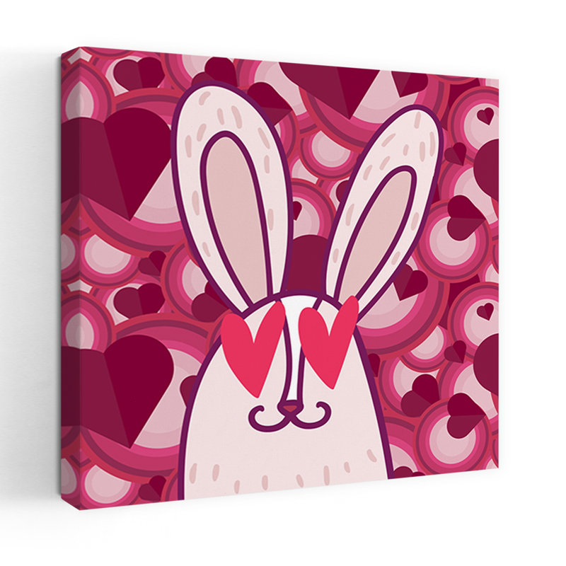 «Heart Eyes Rabbit», reproduction d'art murale forêt contemporaine, H 24 po x l 24 po