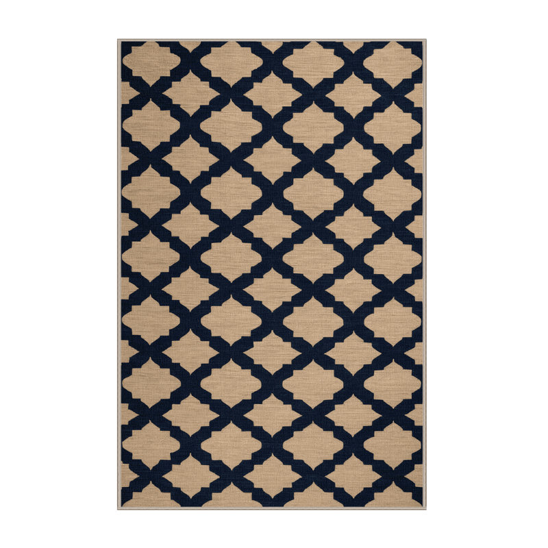 Tapis brun treillis lavable à la machine, Rectangle de 5 pi x 8 pi