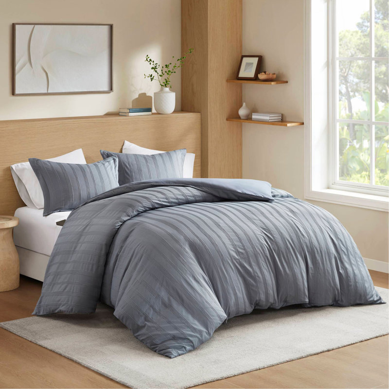 Ensemble de housse de couette 3 pièces, California King Duvet Cover + 2 Shams, Gris