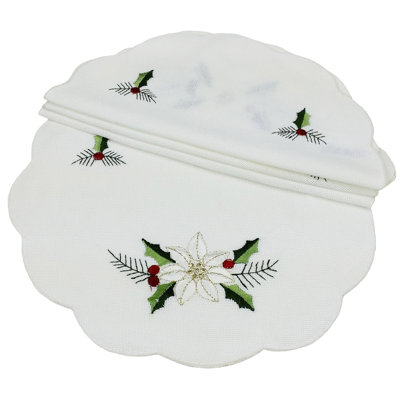 Samuelson Polyester Embroidered Round Doily
