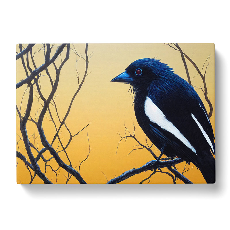 Lush Magpie Bird - Wrapped Canvas Painting, 35cm H x 50cm W x 3cm D