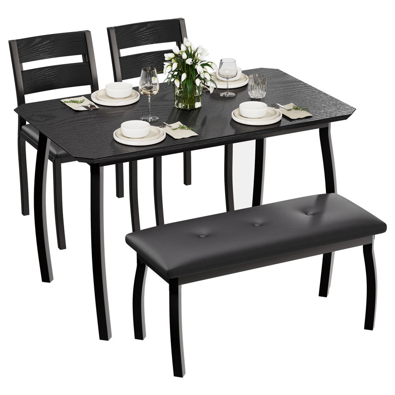 6 - Person Dining Set, Black, Black
