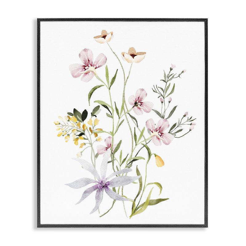 Ensemble de giclée encadrée florale, feuilleté et doublé, H 14 po x l 11 po, Giclée encadrée noir minuit