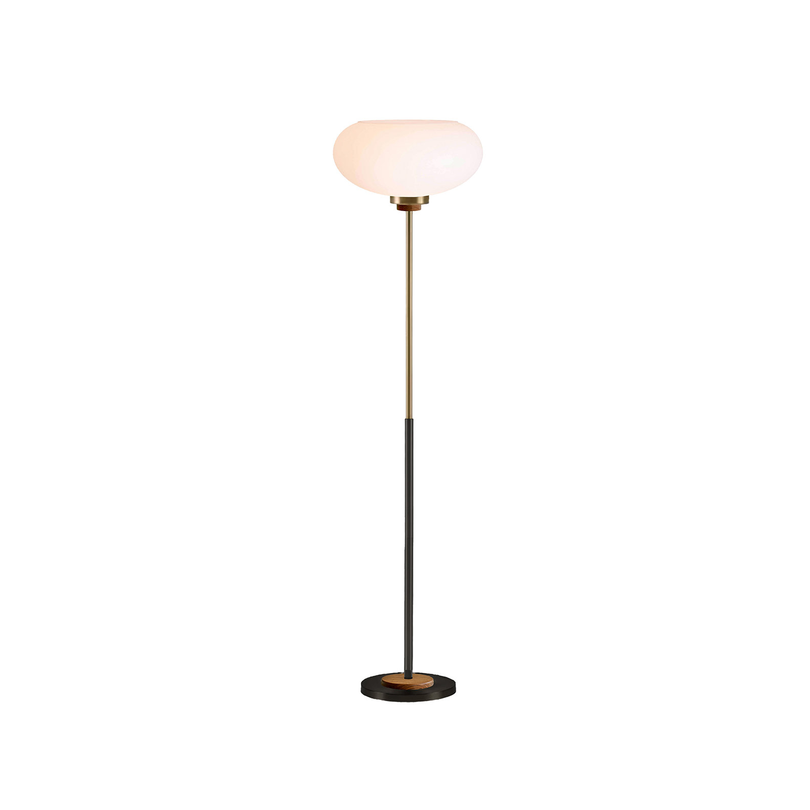 Morelli Torchiere Floor Lamp - Lucite Shade, Weathered Brass, Walnut, Marble Base, Dimmer Switch