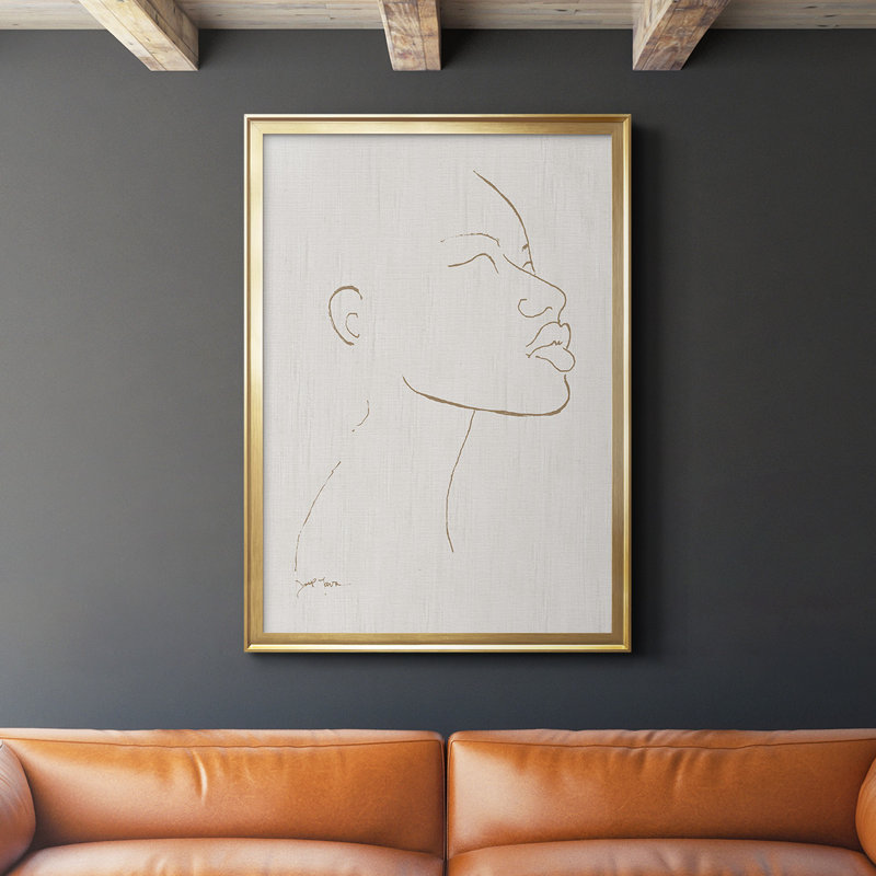 Portrait croquis I, toile encadrée de qualité supérieure - prête à être accrochée, H 36,5 po x l 26,5 po x P 1 po, Cadre doré