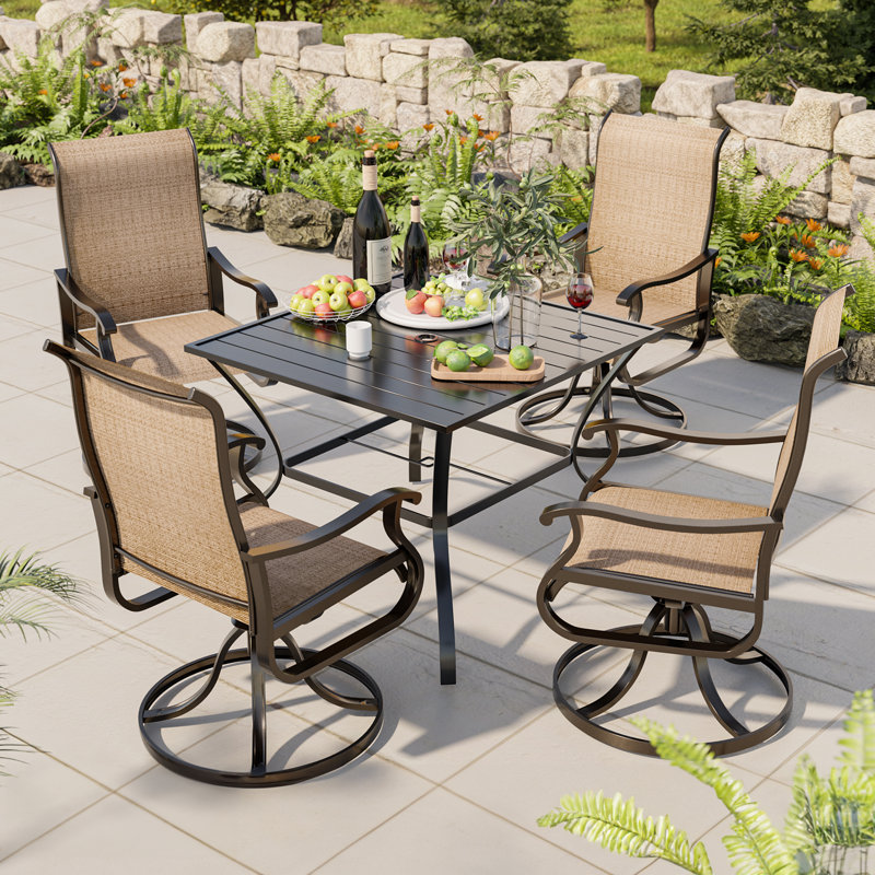 4 chaises de salle à manger pivotantes 360 ° 4 pièces - Ensemble de salle à manger de patio ergonomique pour la cour, le balcon et l'extérieur