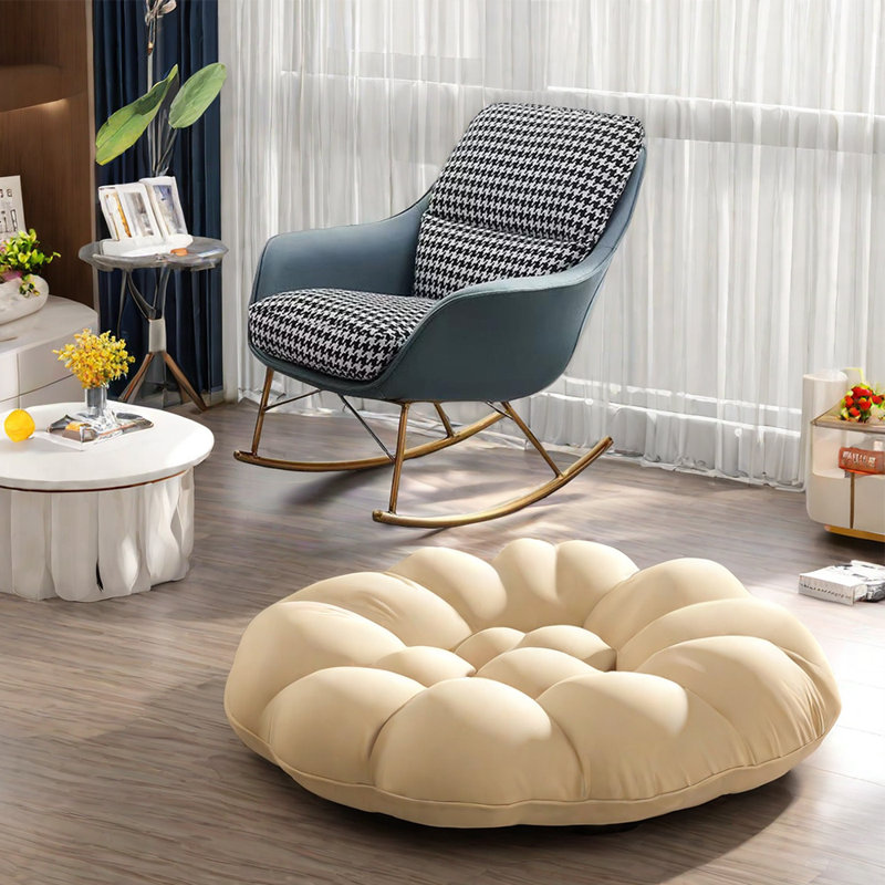 Chaise berçante confortable avec design ergonomique, Noir / Bleu