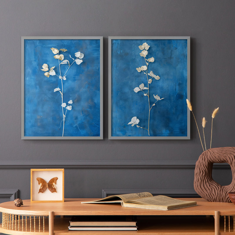 «FLORAL Series Lxx», reproduction encadrée de qualité supérieure - prête à être accrochée - aucun clou requis - aucun clou requis