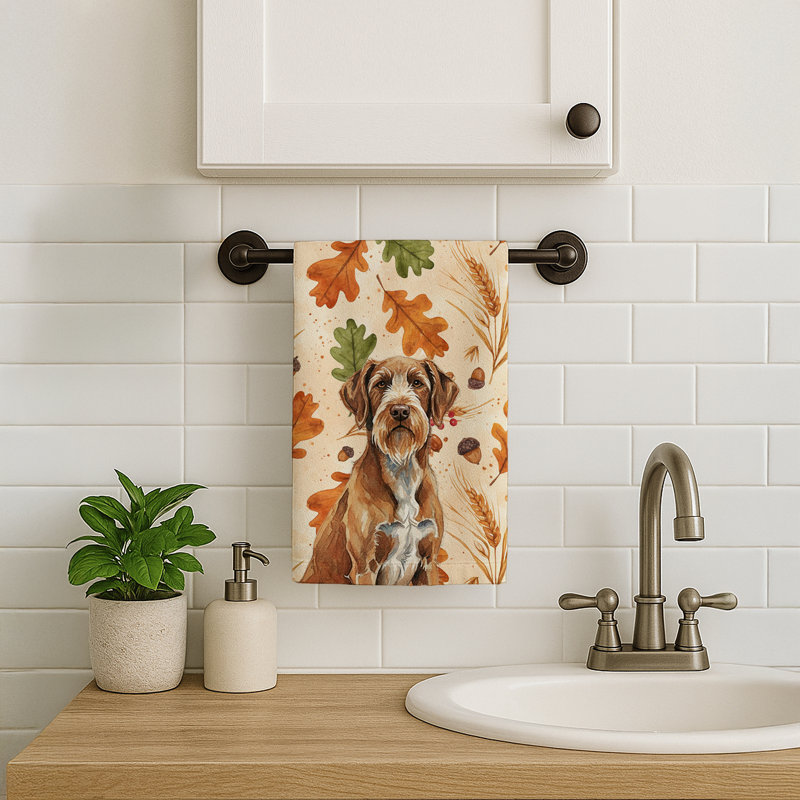 Wirehaired Pointing Griffon Heirloom Fall Kitchen Towel, Wirehaired Pointing Griffon