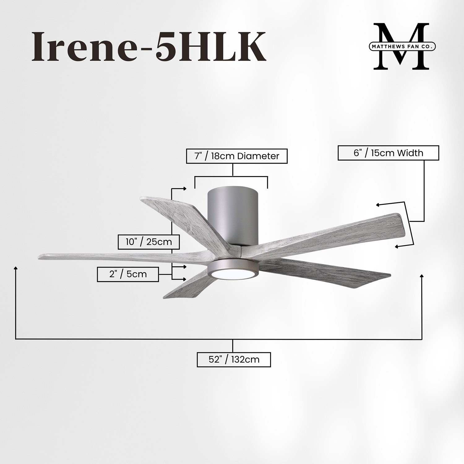 Irene Ceiling Fan with LED Light Kit, Brushed Nickel, 52", Barn Wood Tone