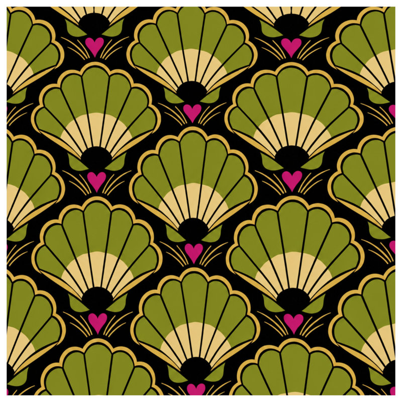 Édredon vert Art Deco Shells, King