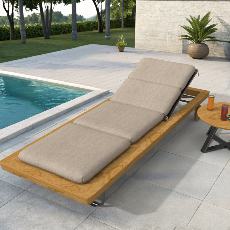 74" x 22.5" Outdoor Sunbrella Chaise Lounge Cushion (Set of 2), 3″ High-Density Foam Replacement Cushion, Cast Ash, 2
