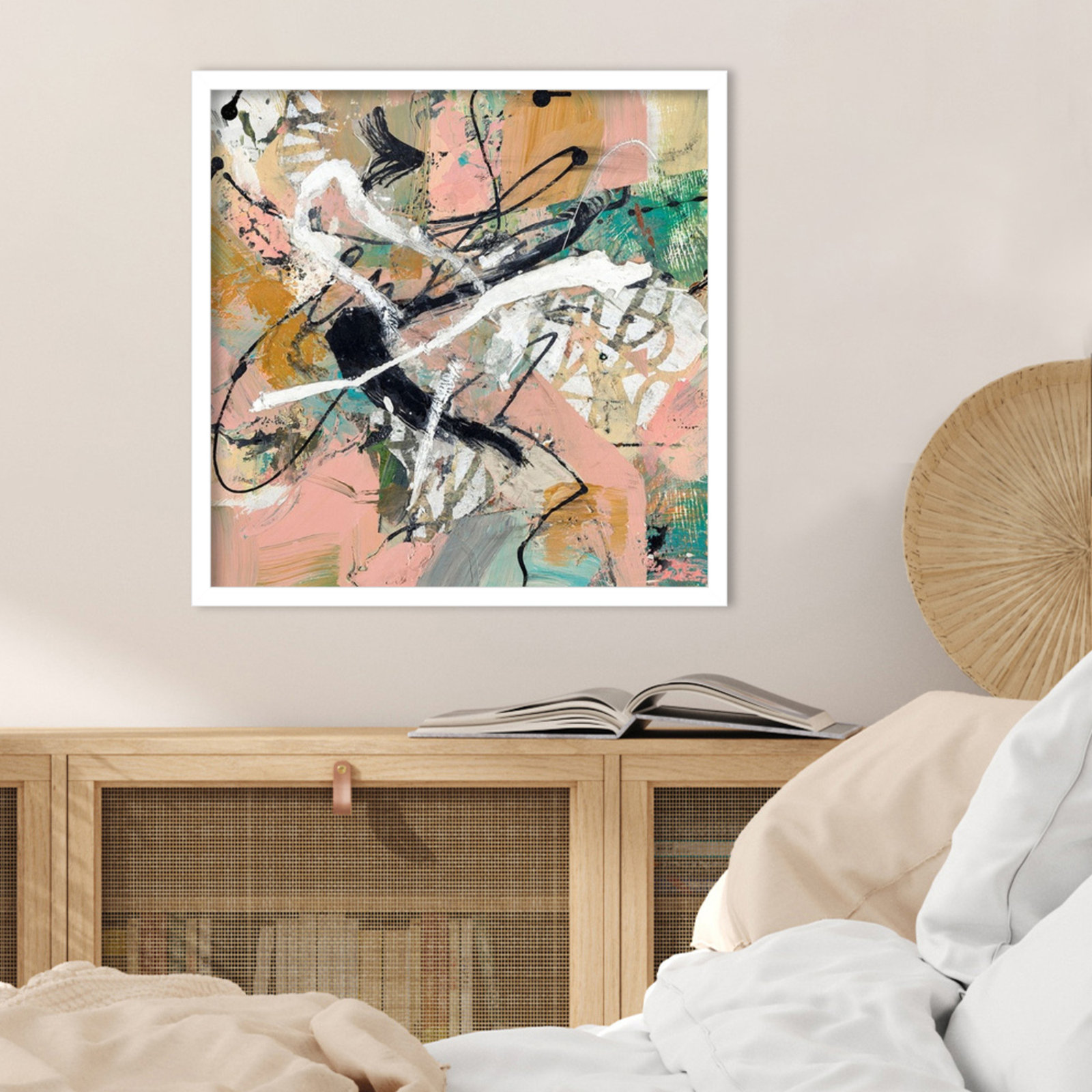 Fluid by Sutter Wood Framed Wall Art Print, 21" H x 21" W, White