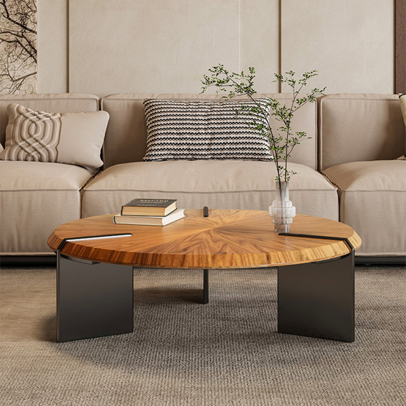 Retro round coffee table, 11.8" H x 39.4" L x 39.4" W