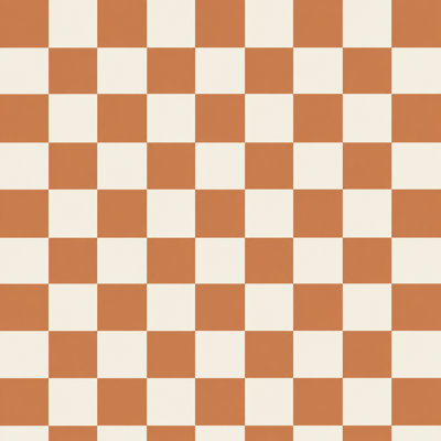 Adhésif décoratif demi-damier en terre cuite de 172 pouces de large et crème de 48 pouces de hauteur