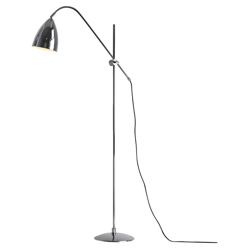 Joel Task Floor Lamp, Matt Black, Polished Chrome