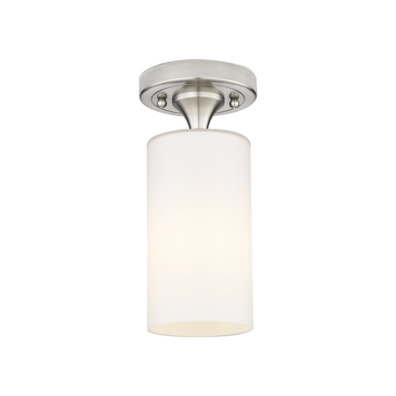 Plafonnier encastré 1 lumière Crown Point, H 9,63 po x l 4 po X P 4,5, Blanc mat, Nickel satiné