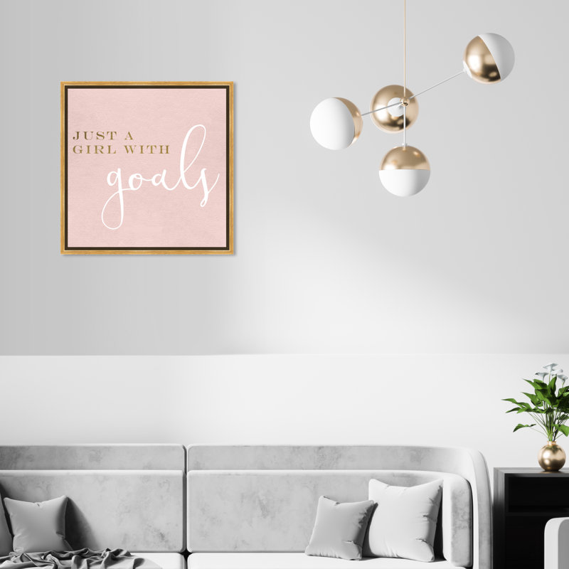 " A Girl With Goals Blush ", 20" H x 20" W x 1.5" D, Gold