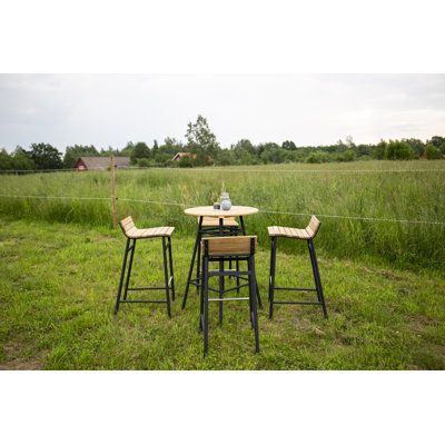 Anoki 4 - Person Acacia Solid Wood Patio Dining Set Round Table