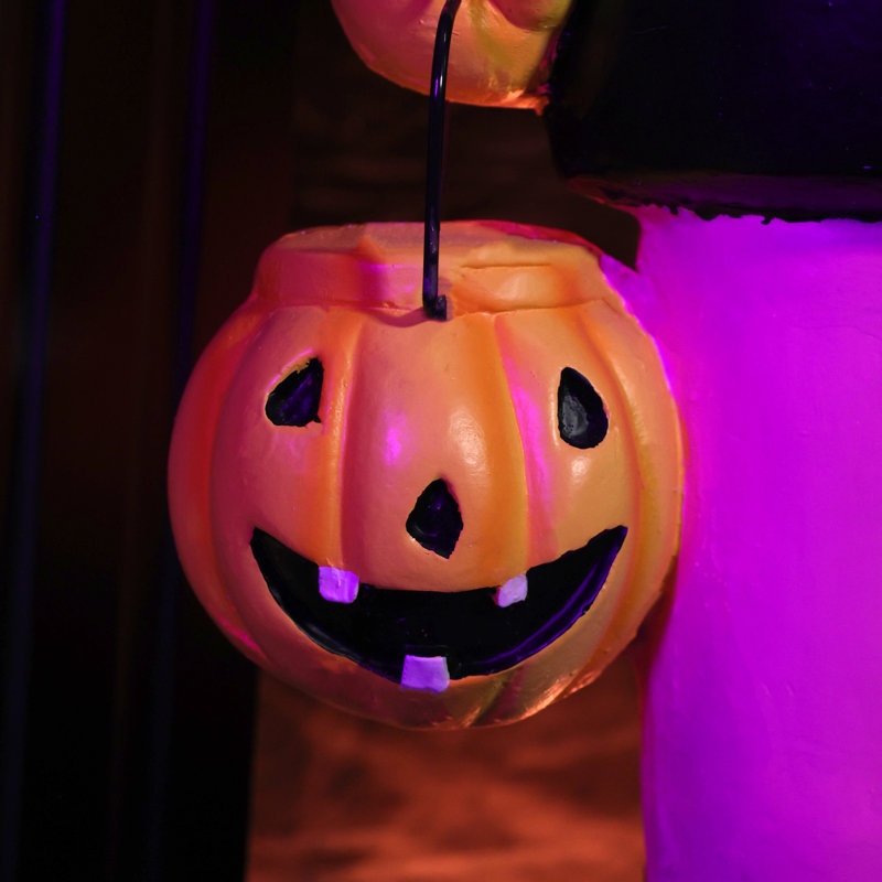 Haunted Hill Farm 4-Ft LED Pumpkin Head Nutcracker with Jacket Buttons Halloween Decoration