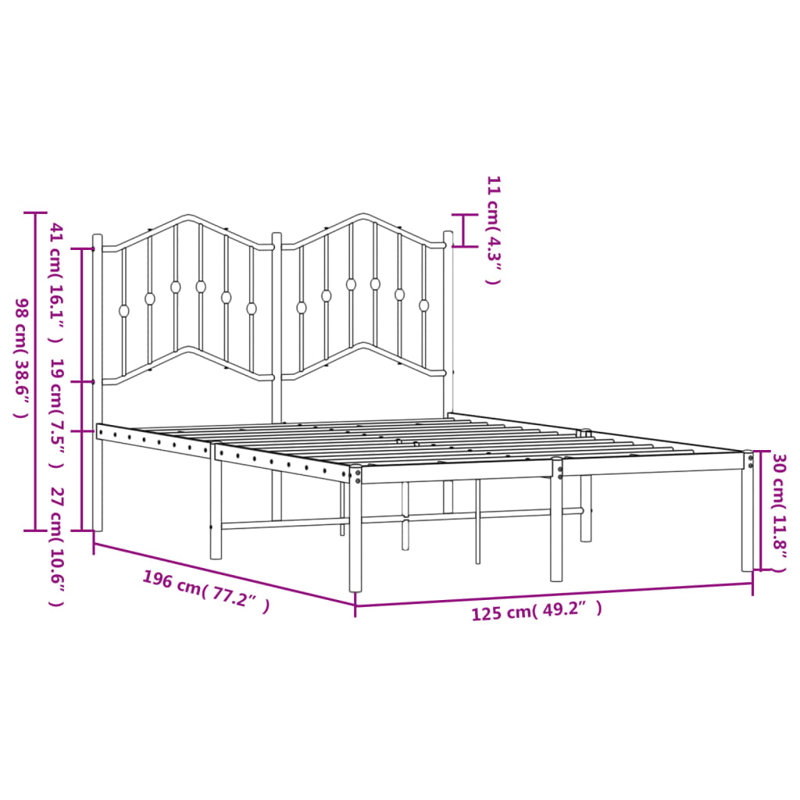 Affton Metal Bed, Black, Small Double (4')