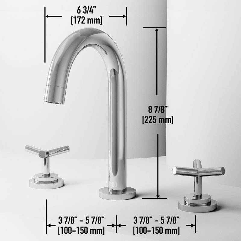 Jewel Widespread 3-Hole Bathroom Faucet, 2-Handle High Arc With Cross Knob Handles In Brushed Nickel, Brushed Nickel