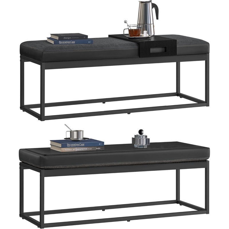 Rosaelena Polypropylene / Olefin Upholstered Bench, Black