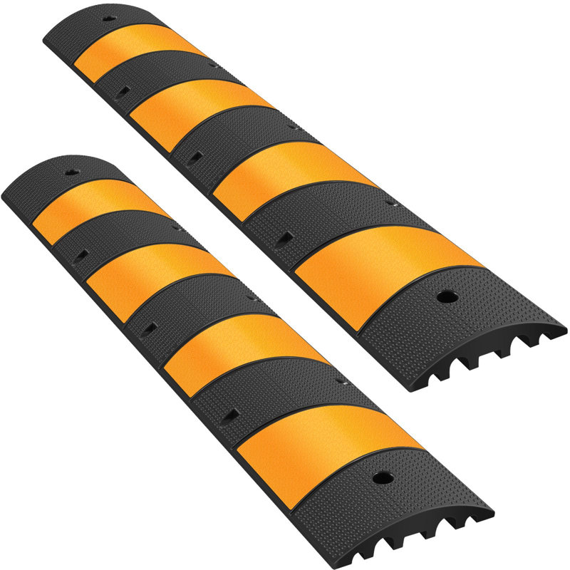 Ensemble de 2 rampes de protection pour câbles en caoutchouc 72,8 x 12,2 x 2,2 po noir / jaune avec capacité de charge de 22046 lb