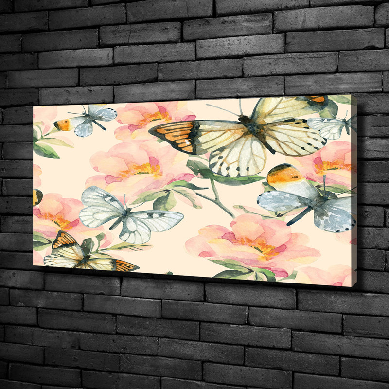 Butterflies And Flowers - Wrapped Canvas Print