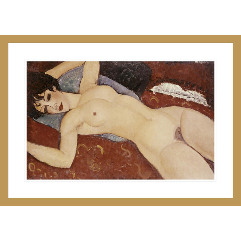 «Reclining Nude» par Amedeo Modigliani - estampe numérique encadrée, H 22,64 po x l 29,5 po