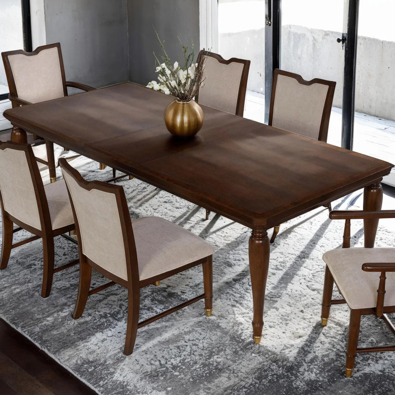 76" W Transitional Dining Table W/ 18" Leaf, Dark Cherry