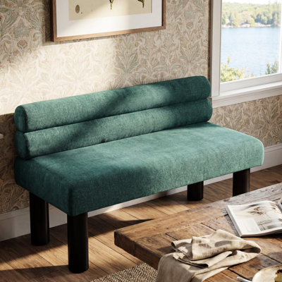 Long banc pour la salle à manger, la chambre à coucher ou le salon, capacité de 300 lb, pieds en bois d'hévéa, sièges confortables, salles à manger rembourrées à assemblage rapide et sans effort, soutien, rembourrage en éponge, espace, facile à