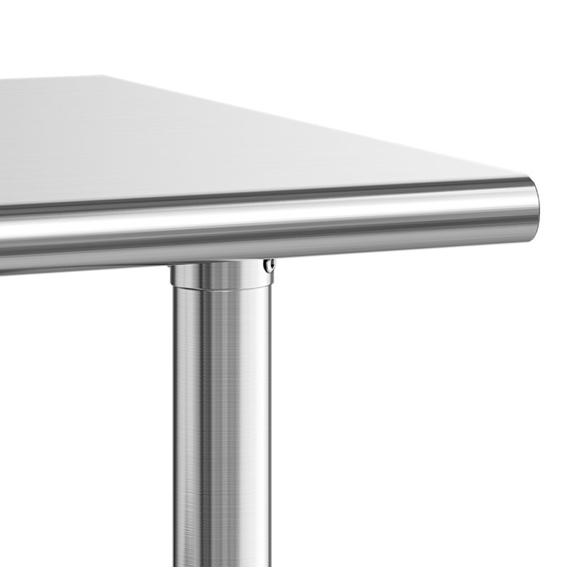 Table de travail en acier inoxydable, table de préparation des aliments de 24 po x 48 po avec roulettes, poste de travail de cuisine commerciale avec tablette inférieure réglable, table de travail en métal pour l'extérieur du restaurant