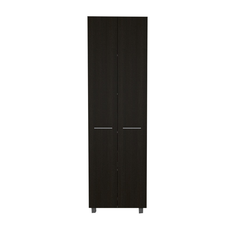 Garde-manger 2 portes Pensacola, avec cinq tablettes intérieures, Noir