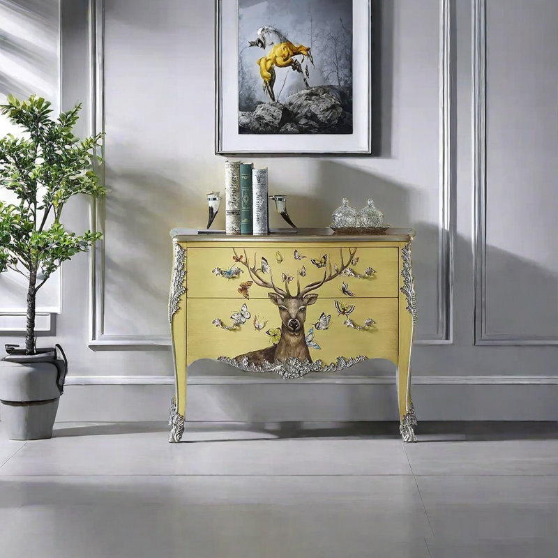 Hand-Painted Drawer Storage Cabinet