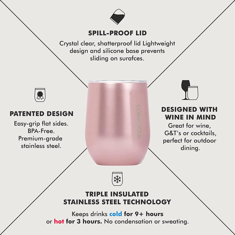 Corkcicle 12 fl. oz. Triple Wall Insulated Stainless Steel Wine Tumbler with