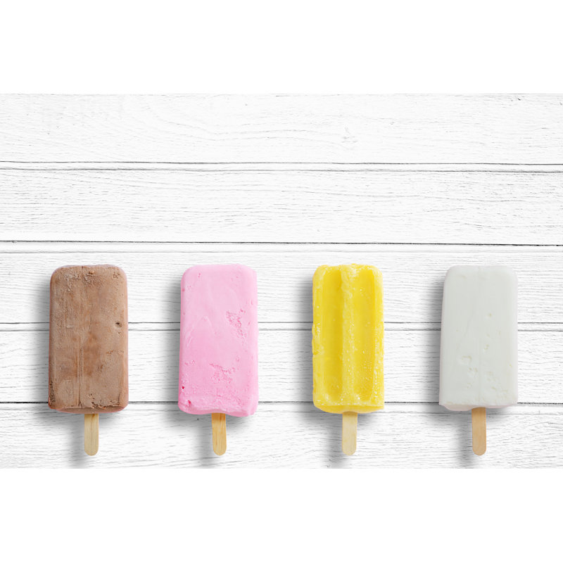 " Ice Cream " by Theeradech Sanin, 8" H x 12" W x 1.25" D, White/Brown/Pink