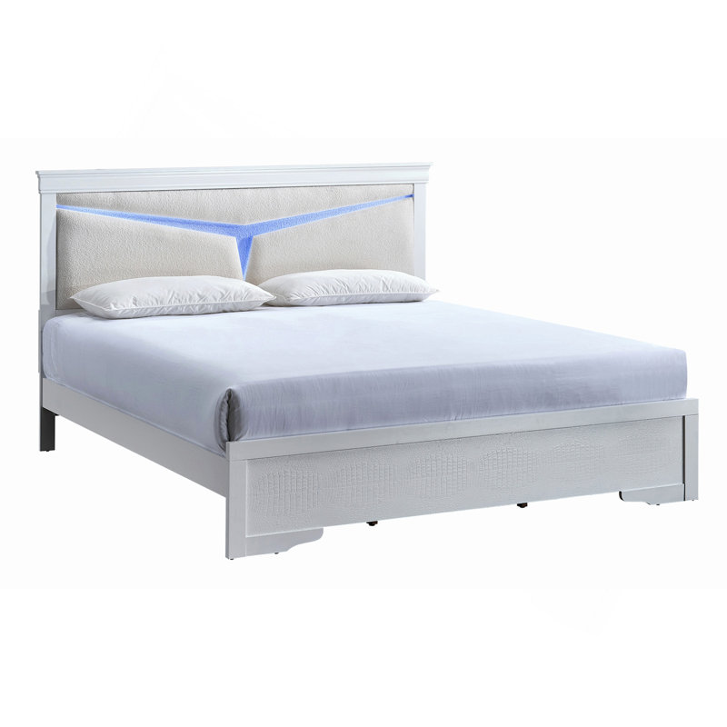 Lit double (matelas non inclus), blanc scintillant