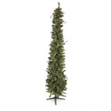 Home Heritage 9 Foot Pre-Lit Artificial Stanley Pencil Christmas Tree With Stand