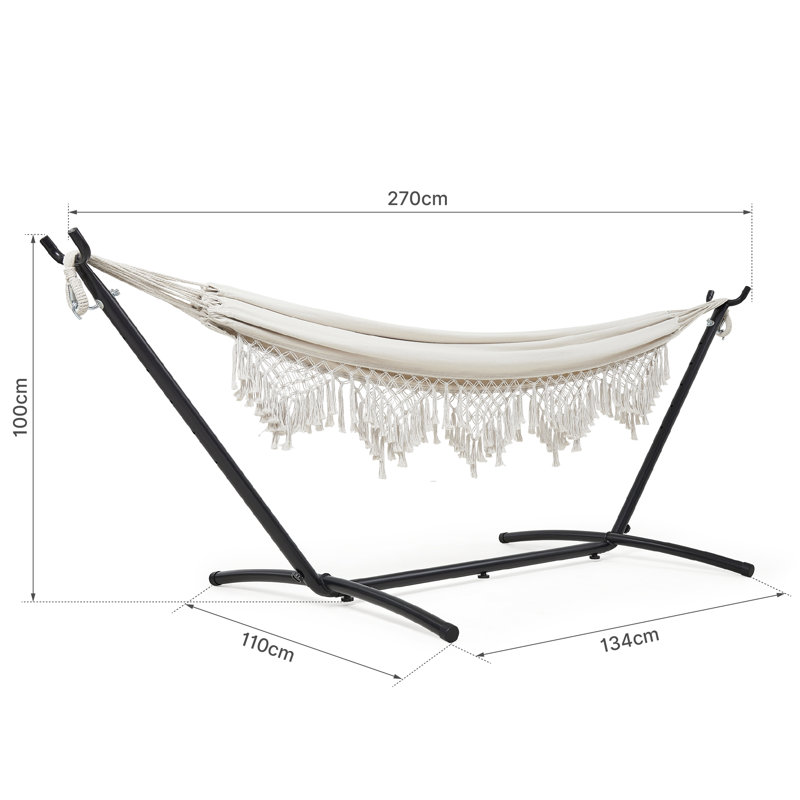 Hruby Double Classic Hammock with Stand, Beige