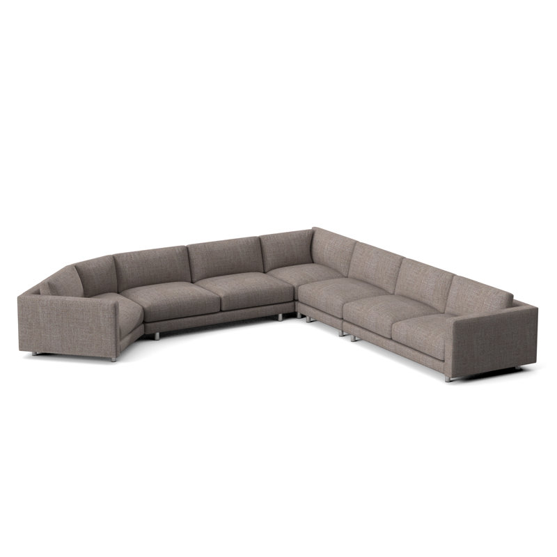Avanni Patio Sectional with Sunbrella Cushions, Silver, White Slub 6049-000
