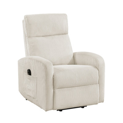 Pary Power Lift Chair, Armrests With Magazine Pocket, Beige Corduroy
