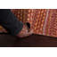 Tapis rouge en laine noué à la main de conception unique 2 pi 7 po x 4 pi New Age